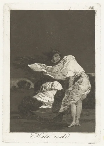 Een slechte nacht by Francisco de Goya, print, 1797-1799
