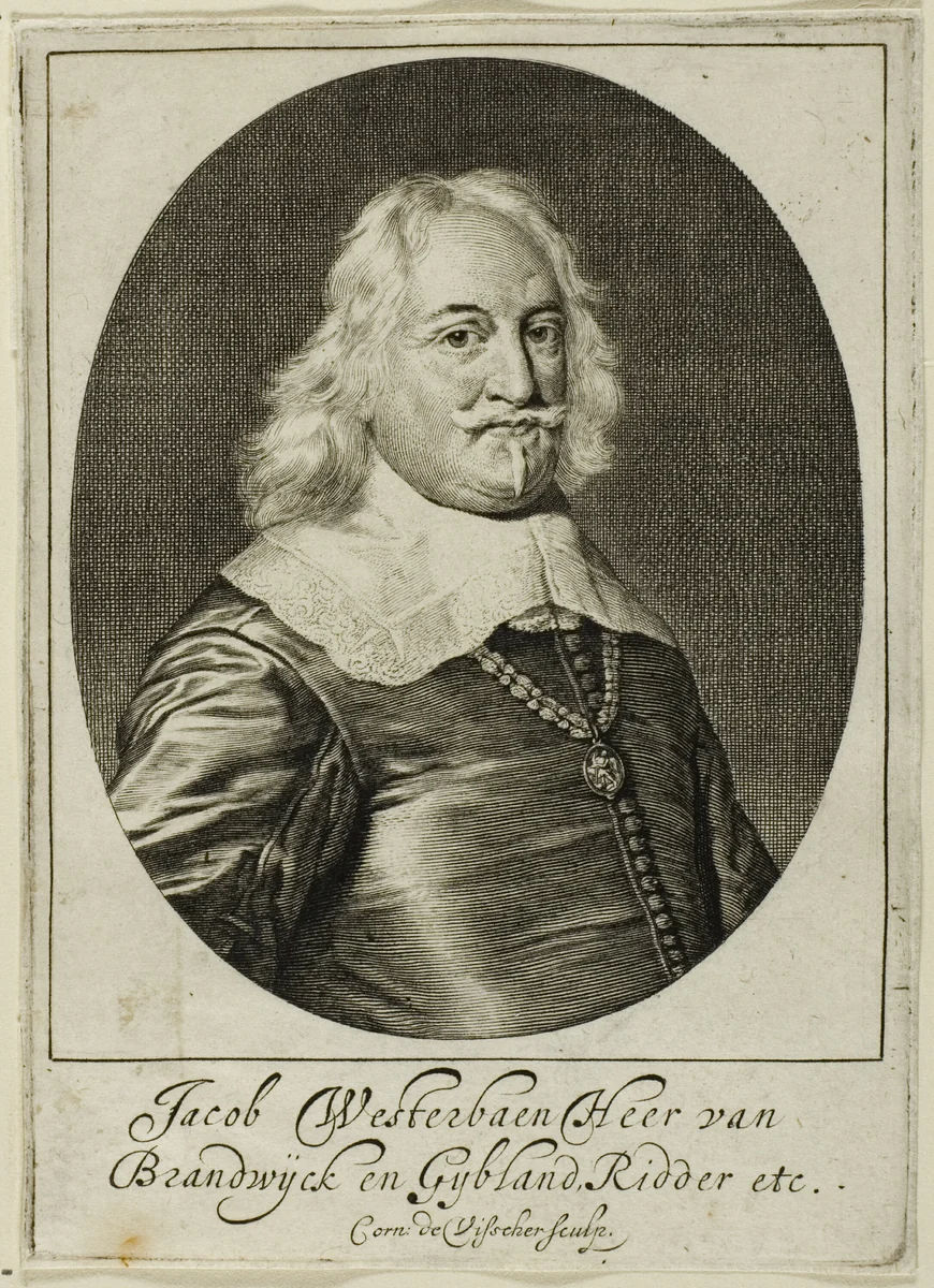 Jacob Westerbaen, lord of Brandwijk by Cornelis Visscher, print, 1649-1658