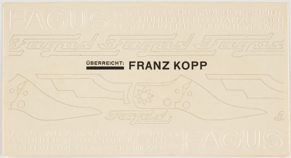 Überreicht: Franz Kopp by Johannes Molzahn, design, 1922