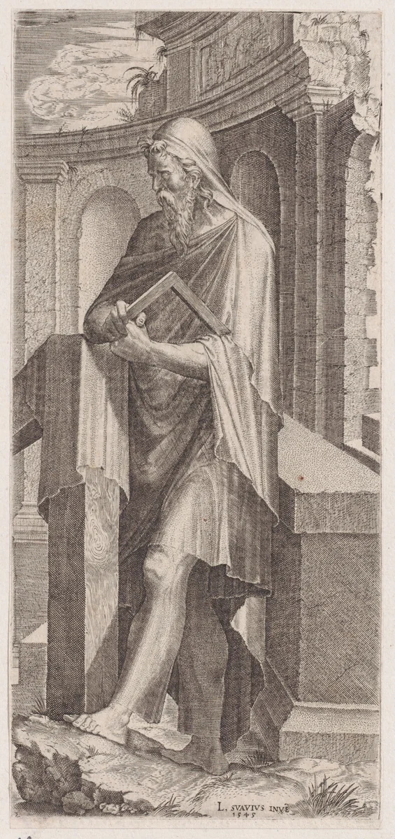 St. Judas Thaddaeus, from "Christ, the Twelve Apostles and St. Paul" by Lambert Suavius, print, 1525-1576
