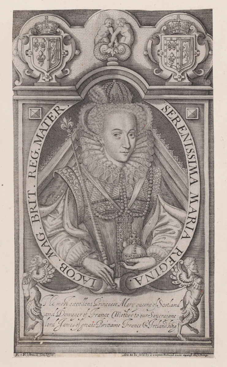 Mary, Queen of Scots (from "Baziliologia, A Booke of Kings") by Renold Elstrack, print, 1618
