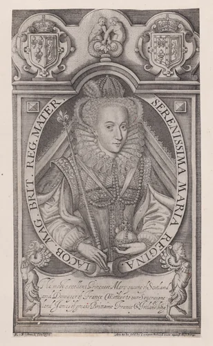 Mary, Queen of Scots (from "Baziliologia, A Booke of Kings") by Renold Elstrack, print, 1618