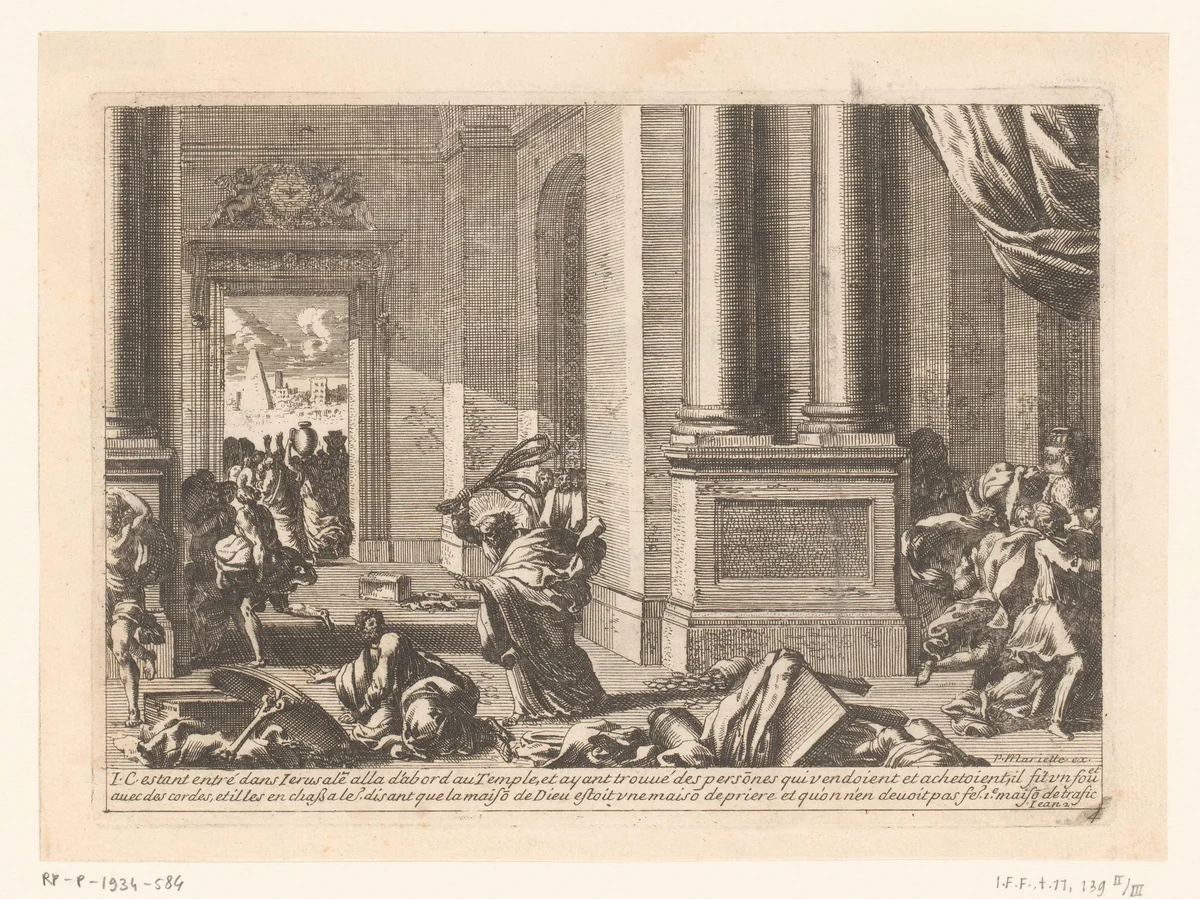 Christus verjaagt de geldwisselaars uit de Tempel by Jean Lepautre, print, 1628-1682