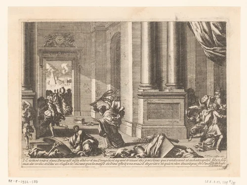 Christus verjaagt de geldwisselaars uit de Tempel by Jean Lepautre, print, 1628-1682
