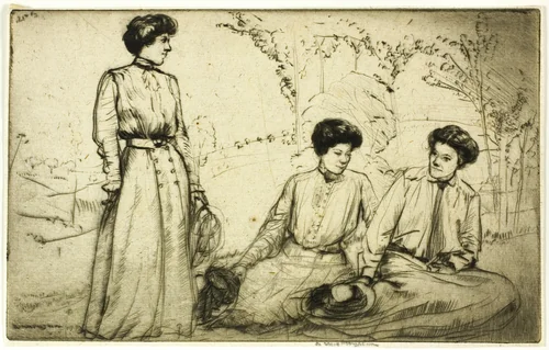 Three Girls by Donald Shaw MacLaughlan, print, 1909
