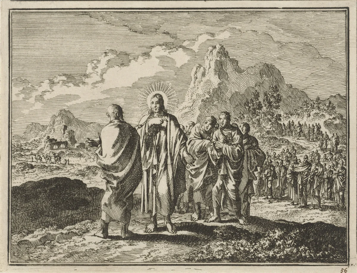 Christus bestraft Petrus by Jan Luyken, print, 1712
