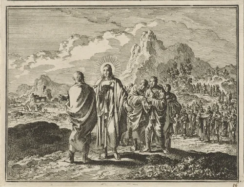 Christus bestraft Petrus by Jan Luyken, print, 1712