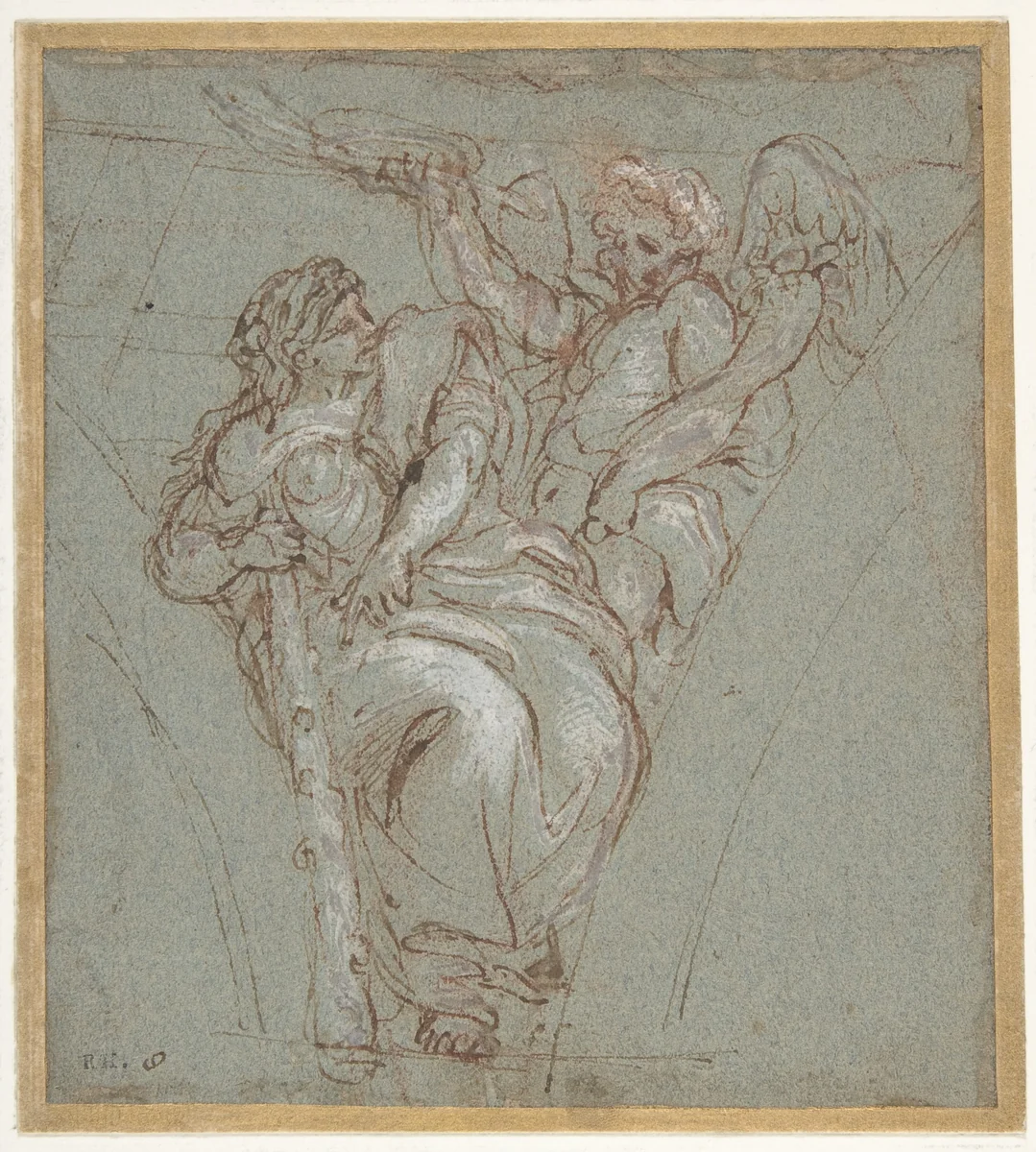 Virtue Crowned by Honor by Carlo Maratti, drawing, 1670-1676