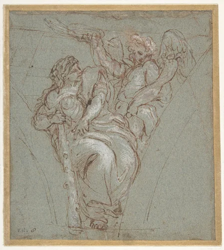 Virtue Crowned by Honor by Carlo Maratti, drawing, 1670-1676