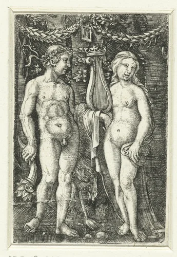Hercules en een muze by Unknown, print, 1506-1538