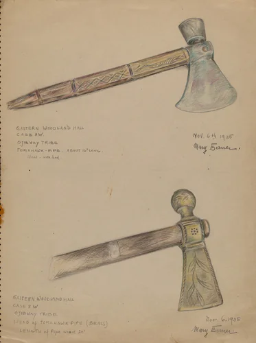 Tomahawk Pipe by Mary Berner, index of american design, 1935