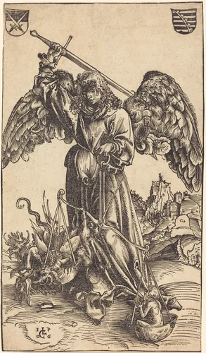 The Archangel Michael Weighing a Soul by Lucas Cranach, print, 1506