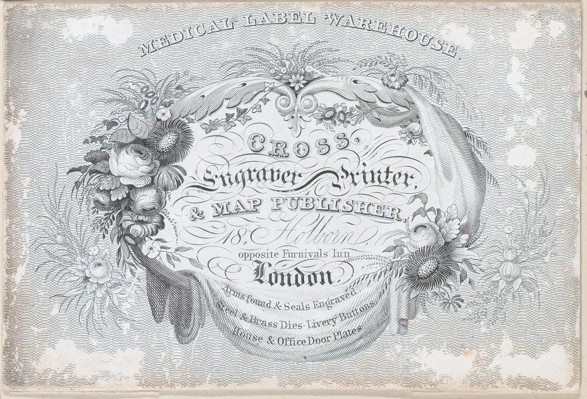 Trade Card for Cross, Engraver, Print and Map Publisher by anonymous, print, 1800-1900
