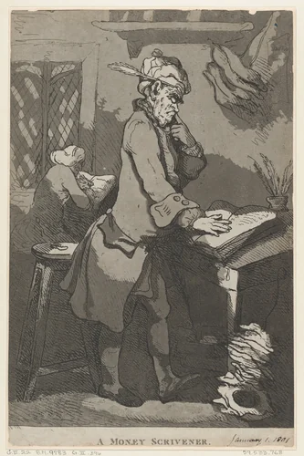 A Money Scrivener by Thomas Rowlandson, print, 1789