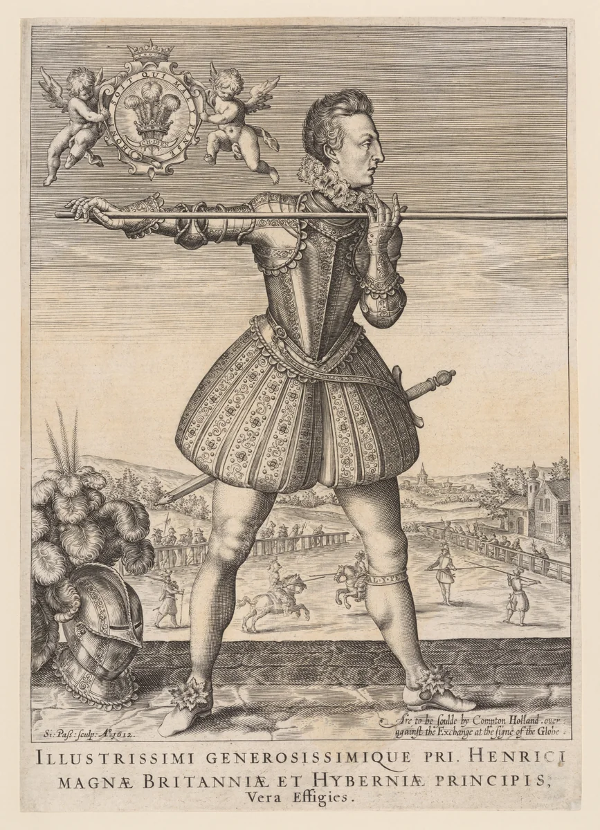 Henry Frederick, Prince of Wales, with the pike by Simon de Passe, print, 1616-1622