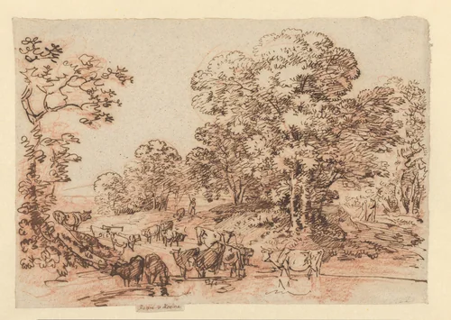 Vee bij een water by Isaac Koene, drawing, 1647-1713
