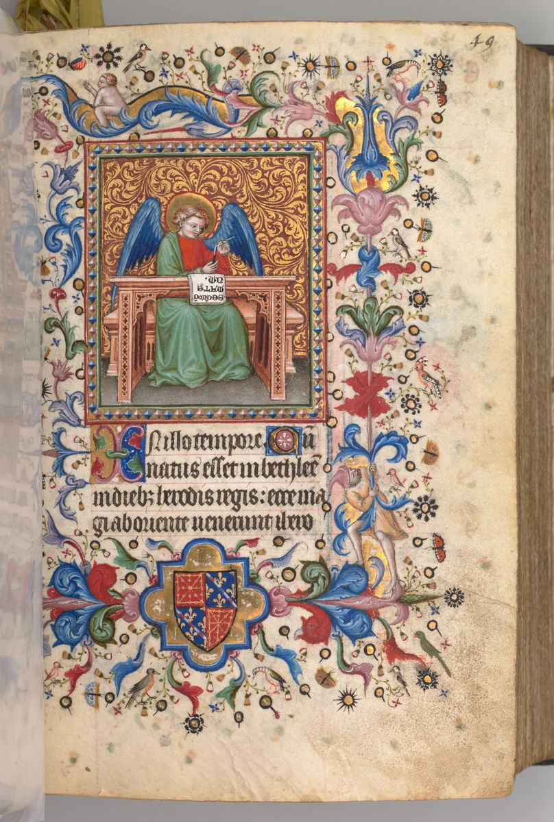 Hours of Charles the Noble, King of Navarre (1361-1425): fol. 25a, St. Matthew by Master of the Brussels Initials and Associates, book, 1400-1410