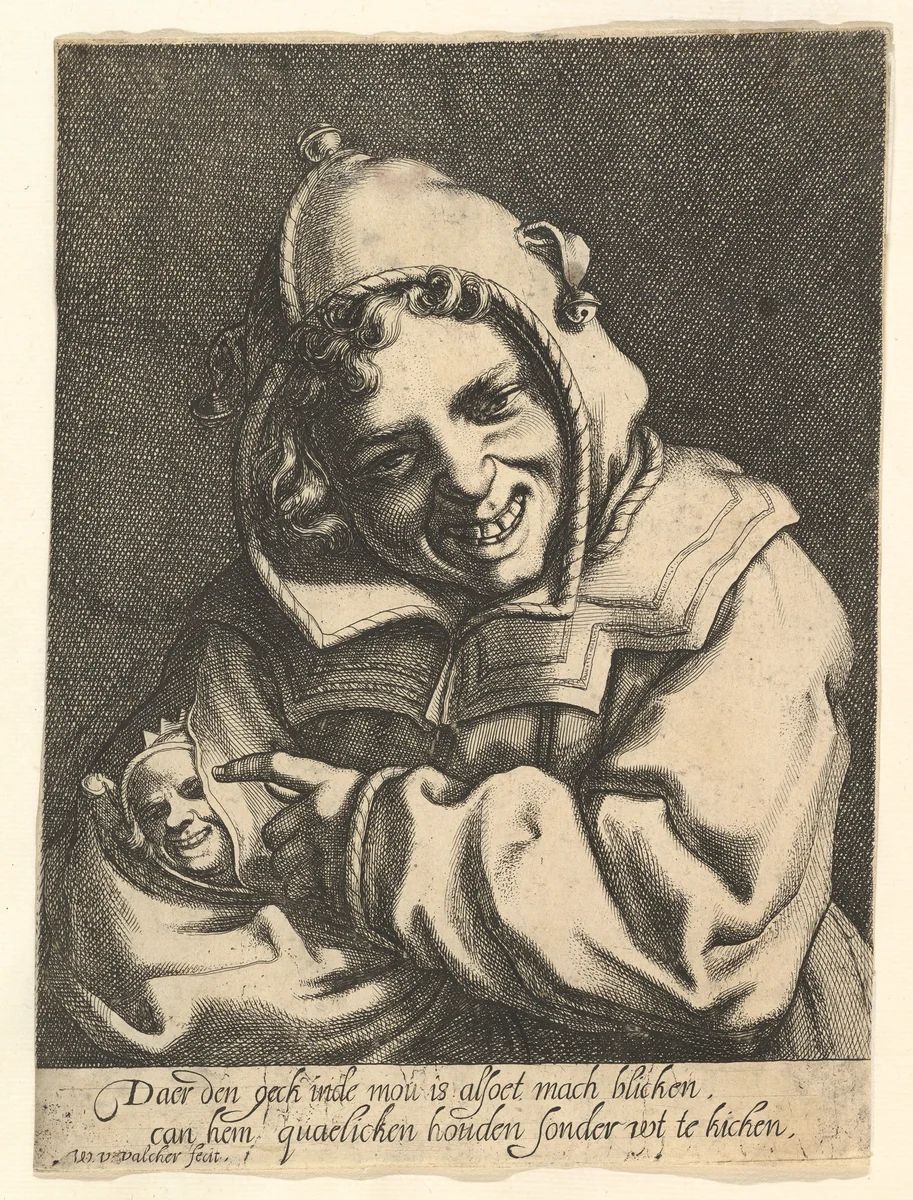 Laughing Fool by Werner van den Valckert, print, 1607-1617