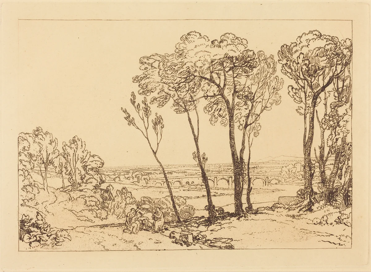 The Bridge in Middle Distance by Joseph Turner, print, 1808