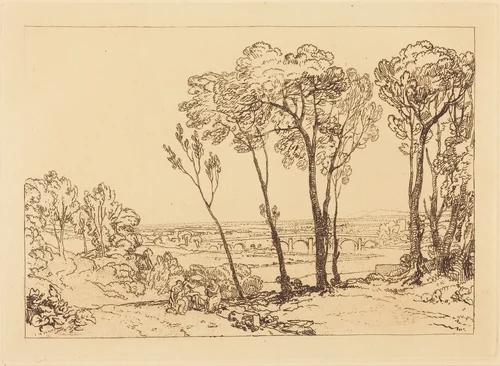 The Bridge in Middle Distance by Joseph Turner, print, 1808