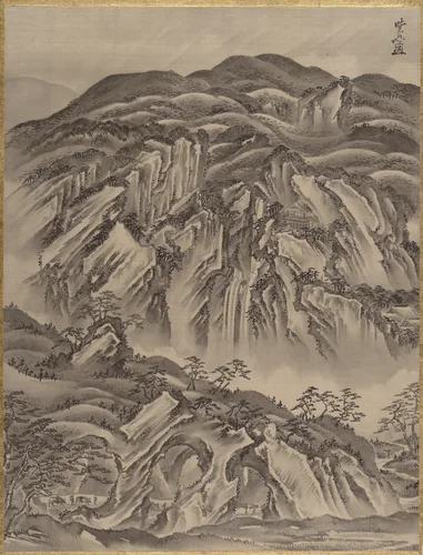 Rocky Landscape by Kawanabe Kyōsai (河鍋暁斎), painting, 1877-1897
