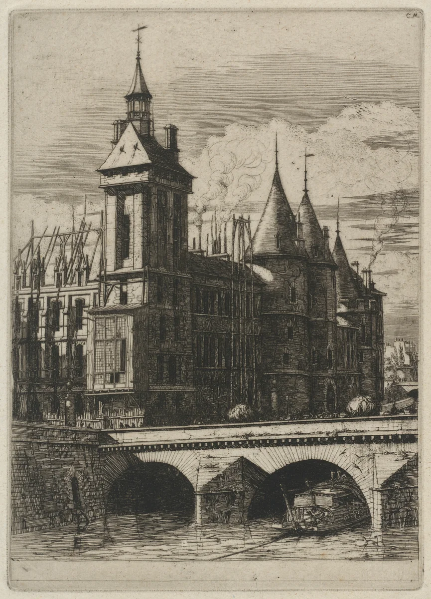 La Tour de l'Horloge, Paris (The Clock Tower, Paris) by Charles Meryon, print, 1852