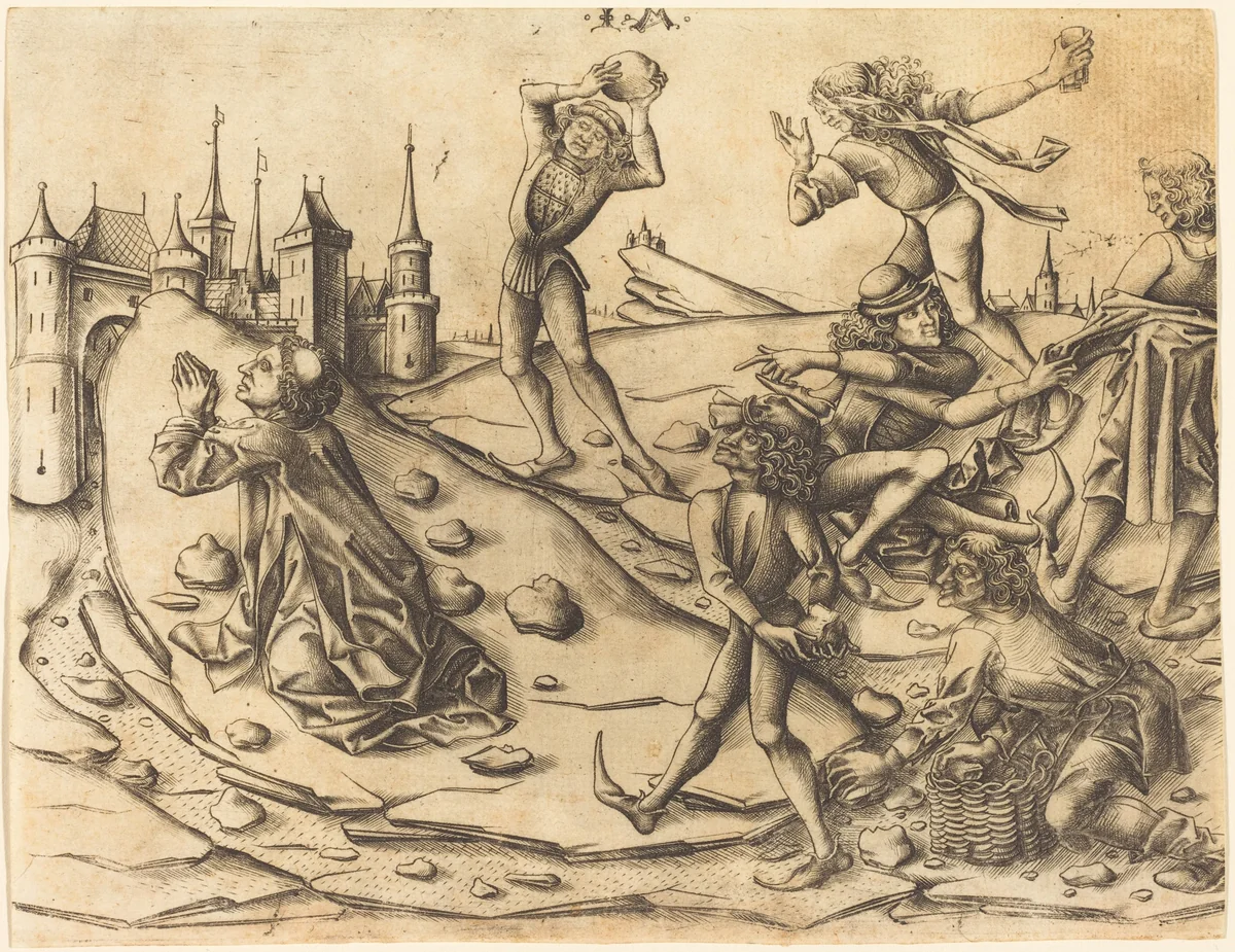 The Stoning of Saint Stephen by Israhel van Meckenem, print, 1470