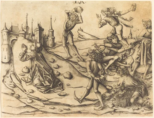 The Stoning of Saint Stephen by Israhel van Meckenem, print, 1470
