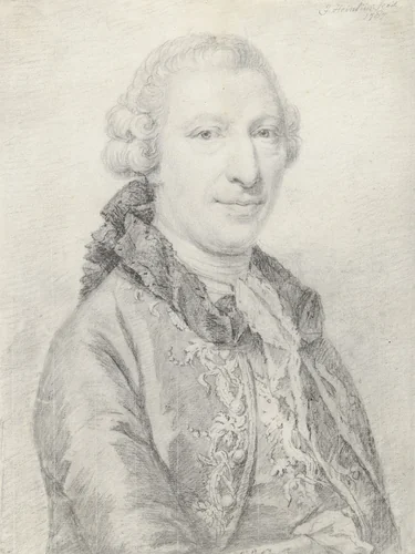 Portret van een heer met pruik en gegalonneerde jas, driekwart naar rechts by Johannes Heinsius, drawing, 1787