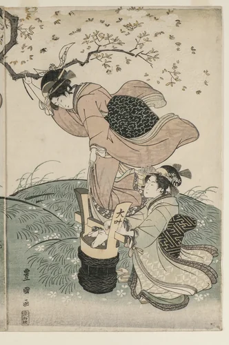Cherry Blossoms in the Wind by Utagawa Toyokuni, print, 1796-1799