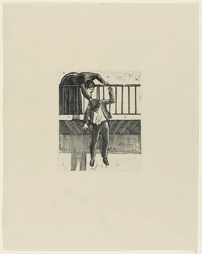 The Man Hanged on the Street of the Window Grilles of Balvanera, Horrible Suicide, Monday, January 8, 1892 (El ahorcado en la Calle de las Rejas de Balvanera, horrible suicidio el Lunes 8 Enero 1892) by José Guadalupe Posada, print, 1892