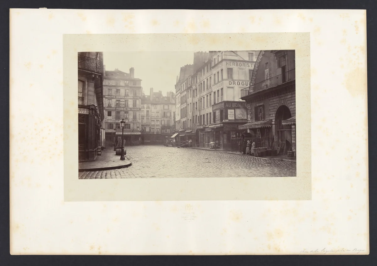 Rue de la Lingerie, de la rue Berger by Charles Marville, photograph, 1860-1879