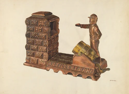 Mechanical Artillery Bank by Alf Bruseth, index of american design, 1940