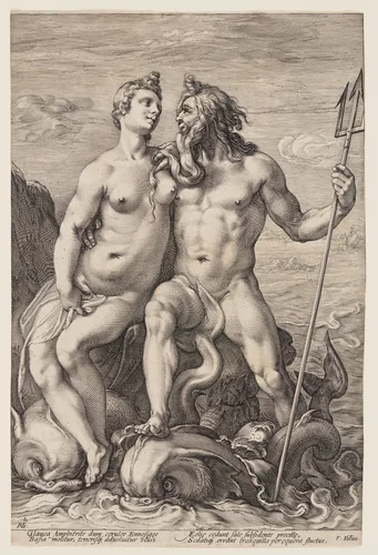 Neptune and Amphitrite, from Three Paired Gods and Goddesses by Jan Saenredam, print, 1594