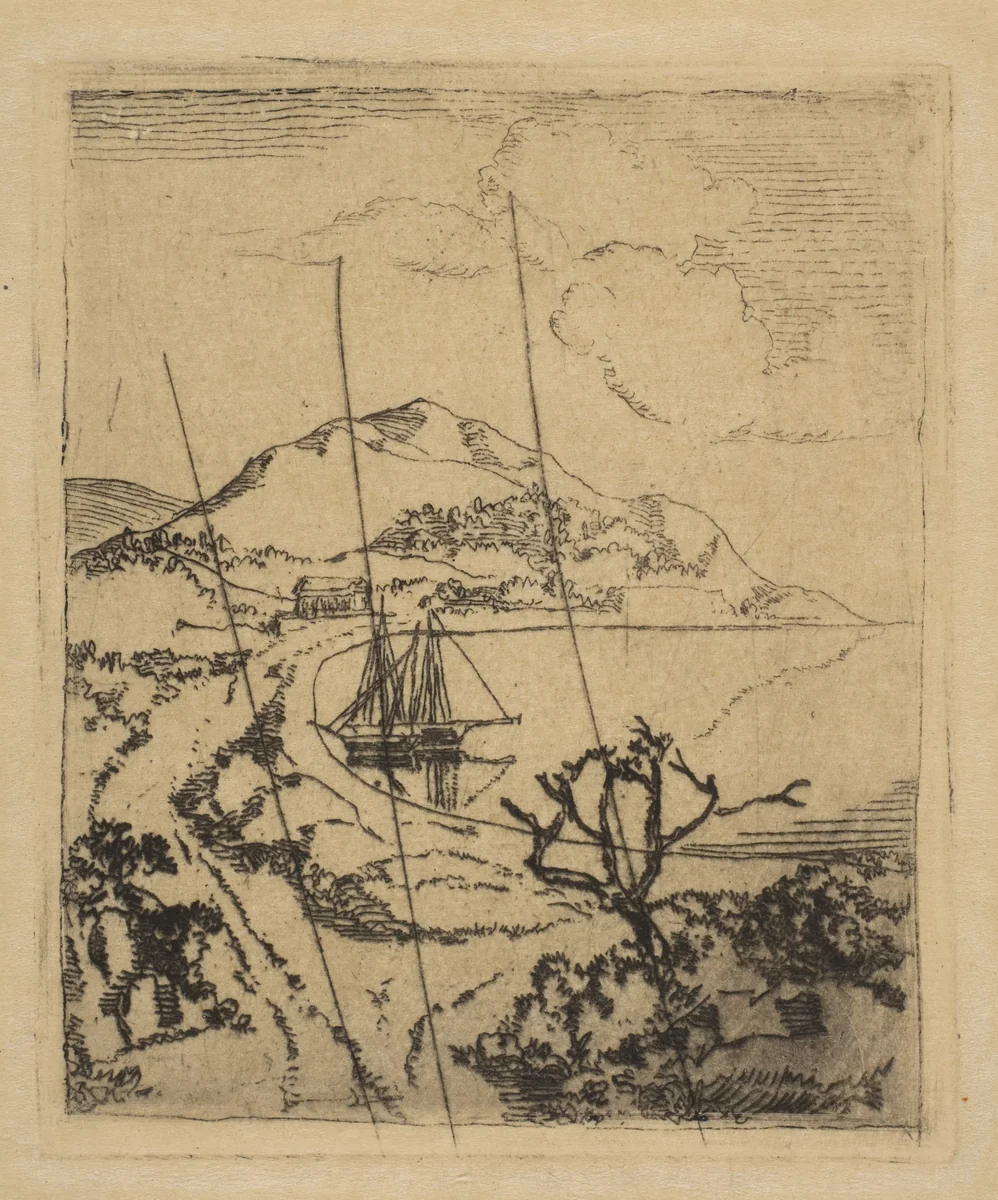 Greek Landscape by Edgar Degas, print, 1856