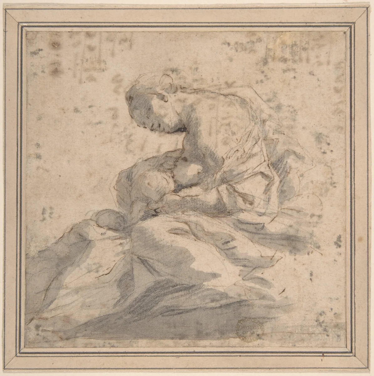 Mother and Children (Charity?) by anonymous, drawing, 1600-1700