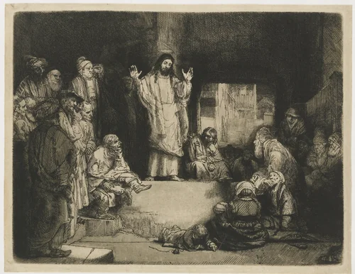 Christ preaching ('La Petite Tombe') by Rembrandt van Rijn, print, 1657