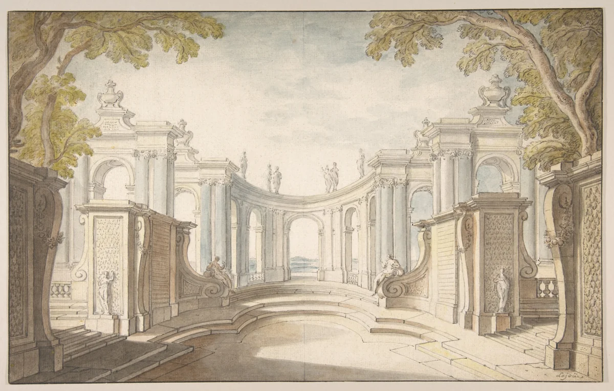 Study for a Stage Set by Jacques de Lajoüe, drawing, 1700-1761