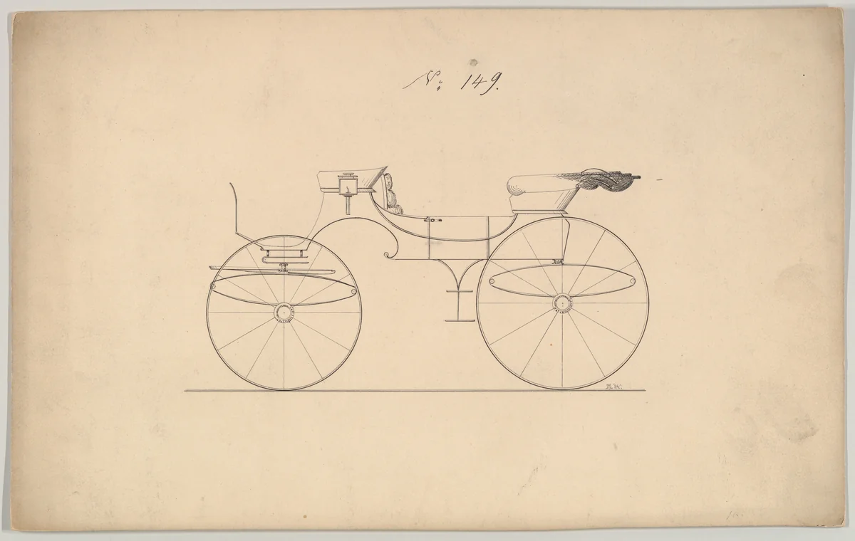 Design for Char-a-banc/Phaeton, no. 149 by Brewster & Co., drawing, 1850-1874