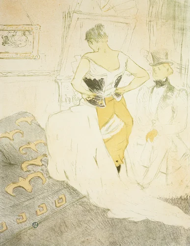 Woman Fastening a Corset, Passing Conquest, plate nine from Elles by Henri de Toulouse-Lautrec, print, 1896