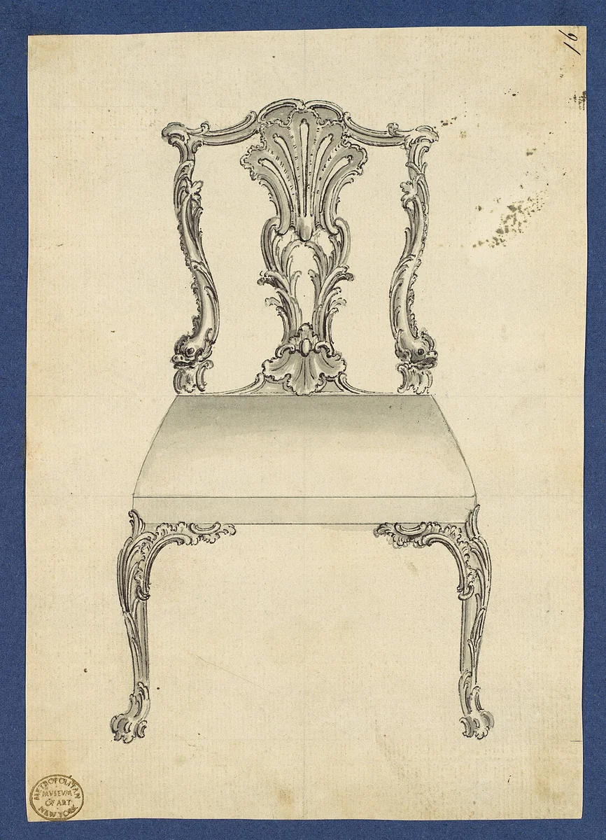 Chair, in Chippendale Drawings, Vol. I by Thomas Chippendale, drawing, 1761