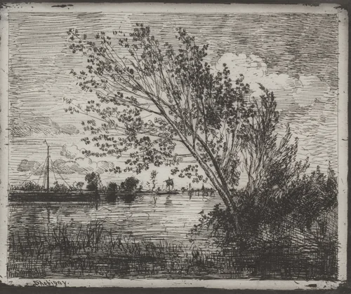 A Cluster of Alders by Charles-François Daubigny, print, 1921