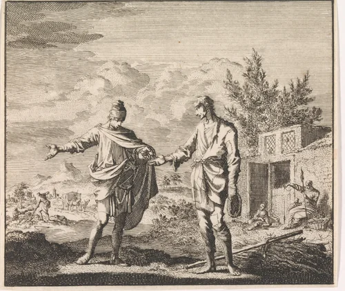 Embleem: armoede by Jan Luyken, print, 1695-1705