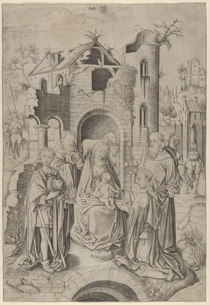 Adoration of the Magi by Master IAM, print, 1465-1495