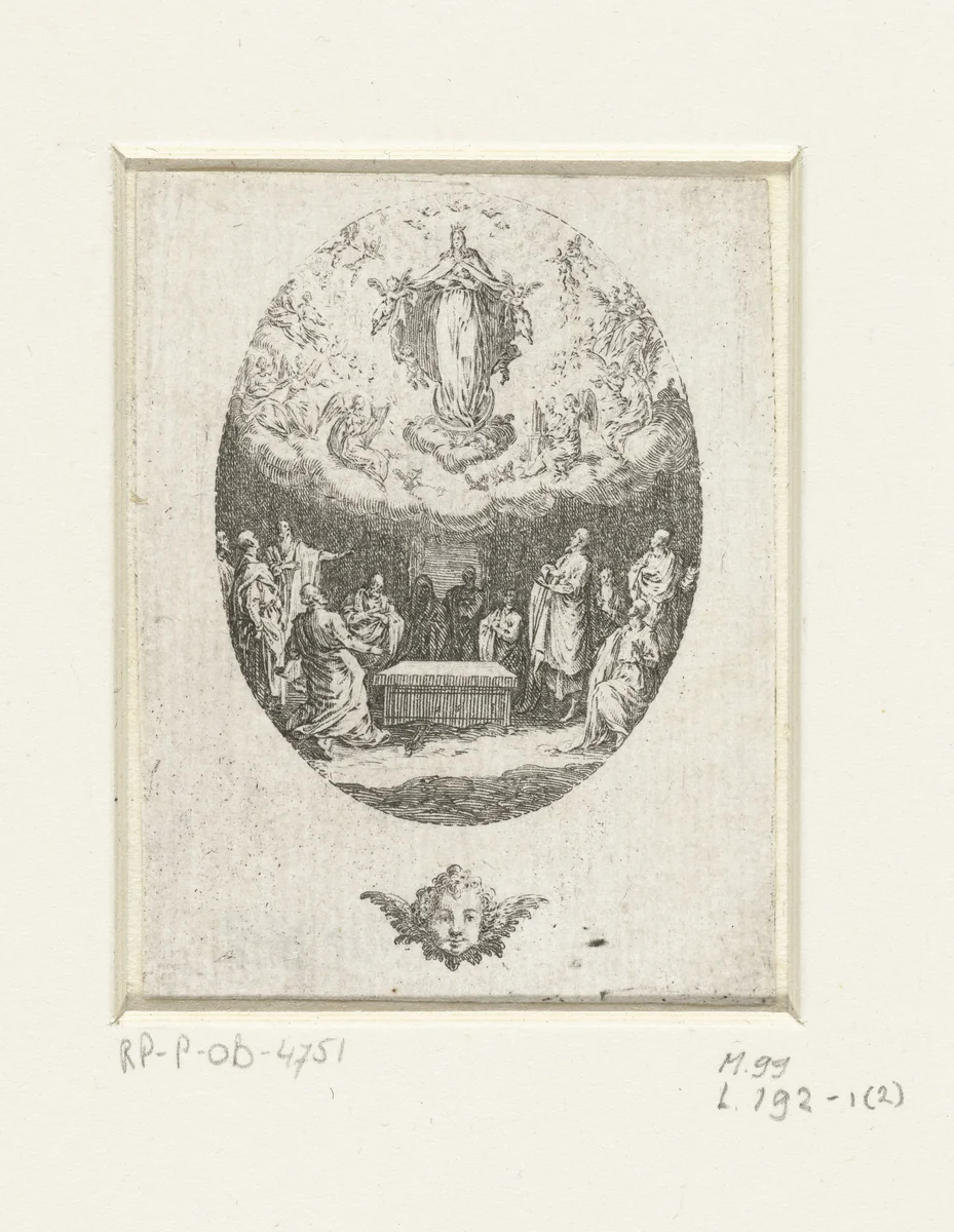 Hemelvaart van Maria by Jacques Callot, print, 1611-1622