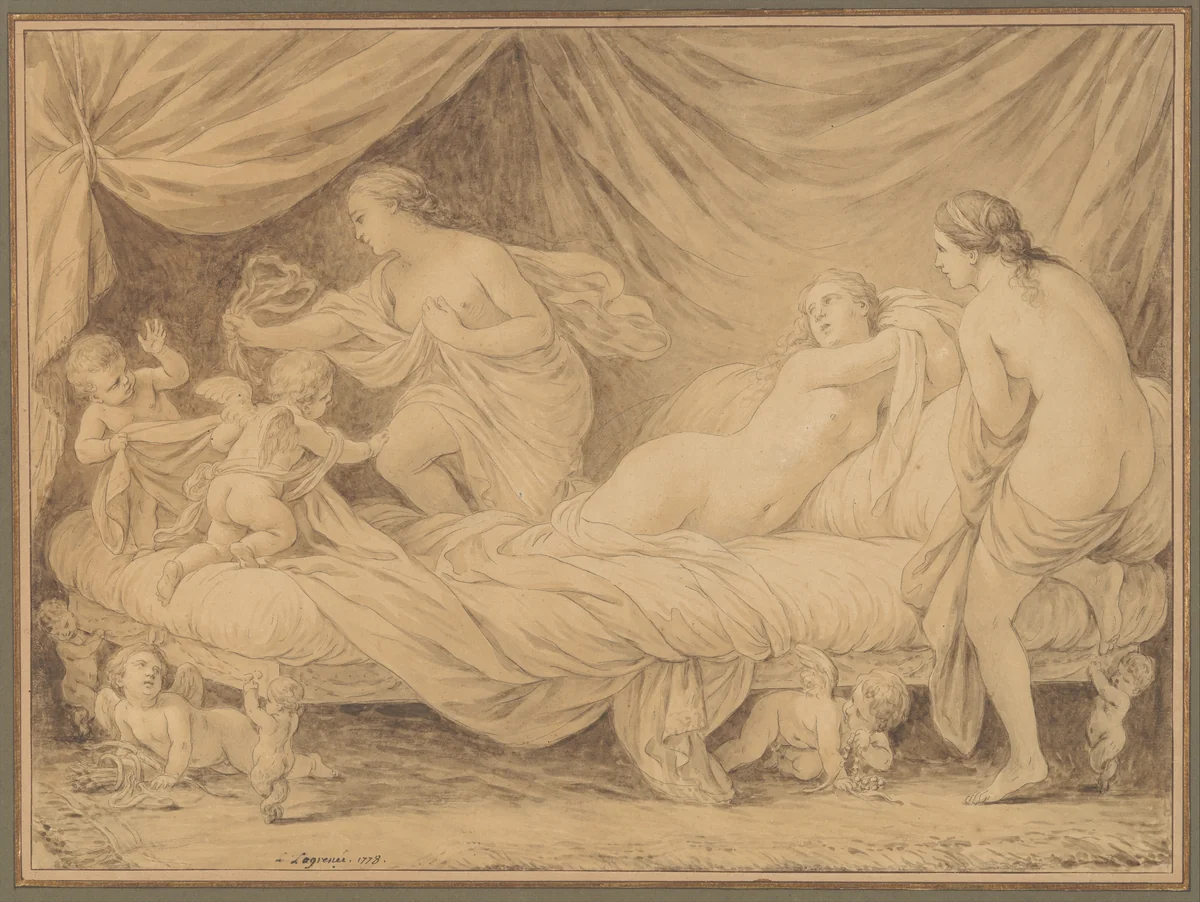 Les Grâces lutinées par les amours by Louis Lagrenée, drawing, 1778
