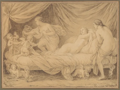 Les Grâces lutinées par les amours by Louis Lagrenée, drawing, 1778