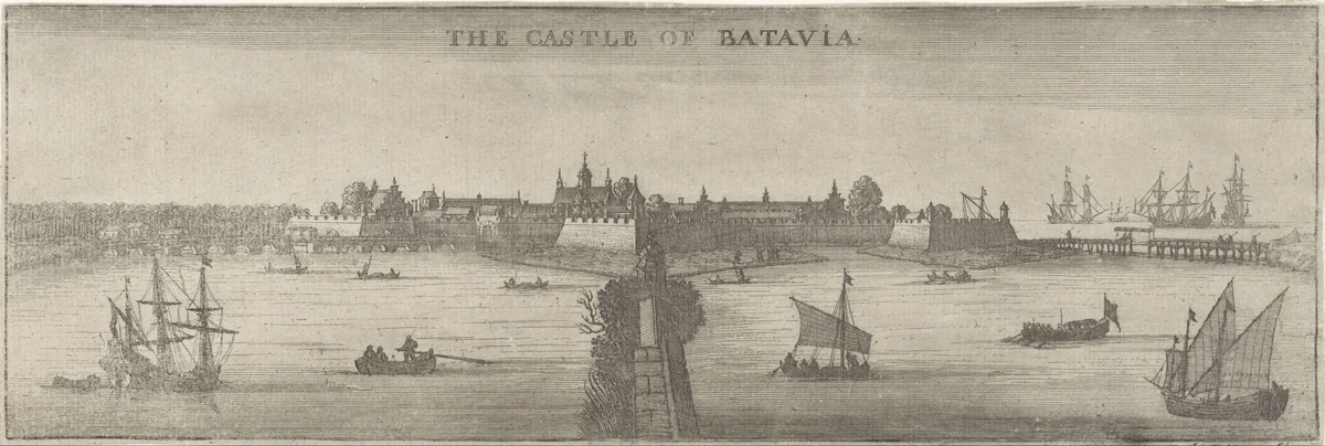 Gezicht op het kasteel van Batavia by Wenceslaus Hollar, print, 1669