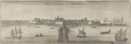 Gezicht op het kasteel van Batavia by Wenceslaus Hollar, print, 1669