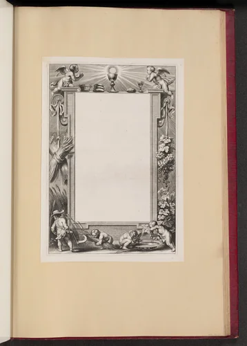 Border Illustration with Putti Harvesting Offerings to God by Netherlandish 17th Century, print, 1613-1646